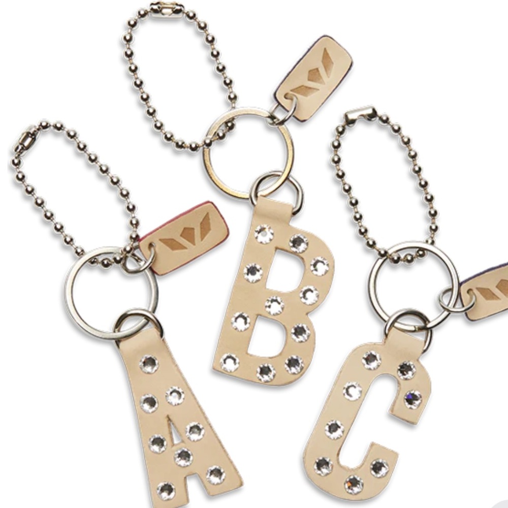 Consuela “C” Iced Alphabet Sparkly Studded Crystals Charm Keychain